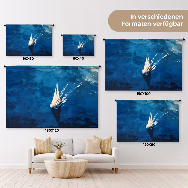 Zeilboot - Water - Abstract - Schaduw Wandkleed katoen klein -tsfeer8_DE