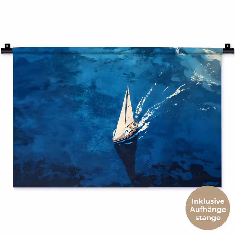 Zeilboot - Water - Abstract - Schaduw Wandkleed katoen klein -t3d_DE