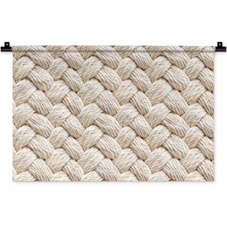 Touw - Gebreid - Beige Wandkleed katoen klein 269 -zz3d