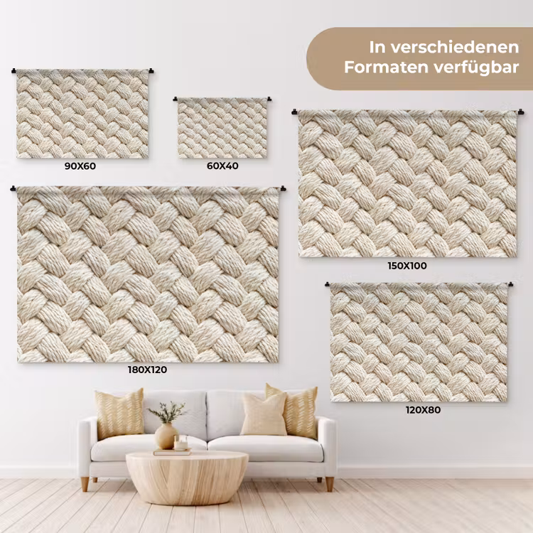 Touw - Gebreid - Beige Wandkleed katoen klein 269 -tsfeer8_DE