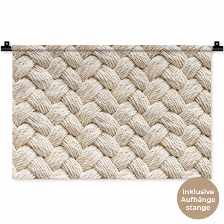 Touw - Gebreid - Beige Wandkleed katoen klein 269 -t3d_DE
