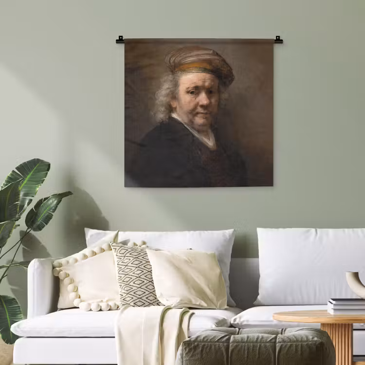 Zelfportret - Schilderij van Rembrandt van Rijn Wandkleed katoen klein -sfeer7