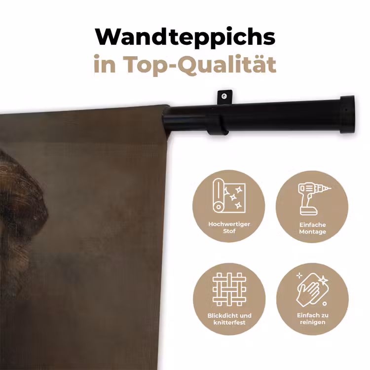 Zelfportret - Schilderij van Rembrandt van Rijn Wandkleed katoen klein -tsfeer2_DE