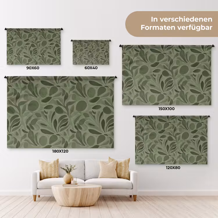 Sereen - Bladeren - Groen Wandkleed katoen klein 269 -tsfeer8_DE