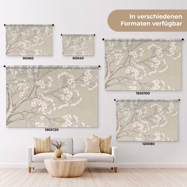Sereen - Bloesem - Wit Wandkleed katoen klein -tsfeer8_DE