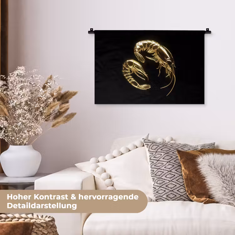 Garnalen - Zwart - Goud - Dieren Wandkleed katoen klein -tsfeer1_DE