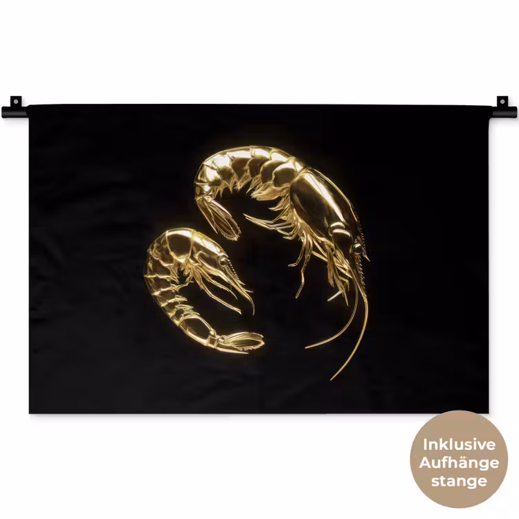 Garnalen - Zwart - Goud - Dieren Wandkleed katoen klein -t3d_DE