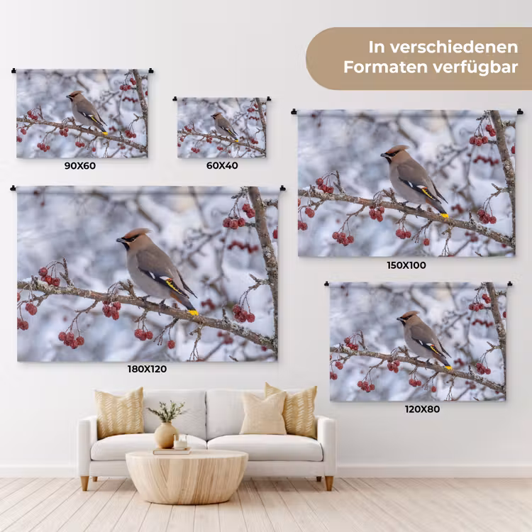 Pestvogel - Bessen - Winter - Natuur Wandkleed katoen klein -tsfeer8_DE