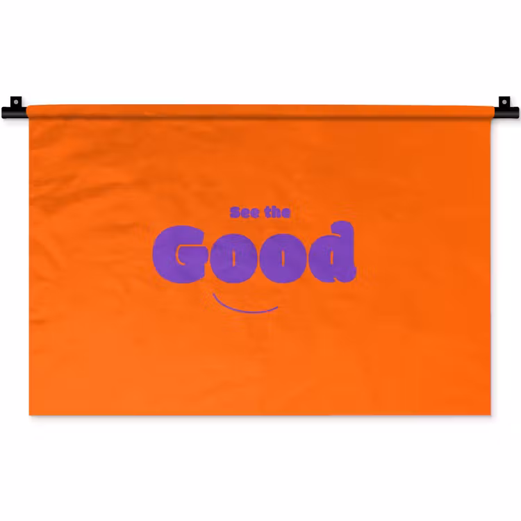 See the good - Paars - Oranje - Smiley Wandkleed katoen klein -zz3d
