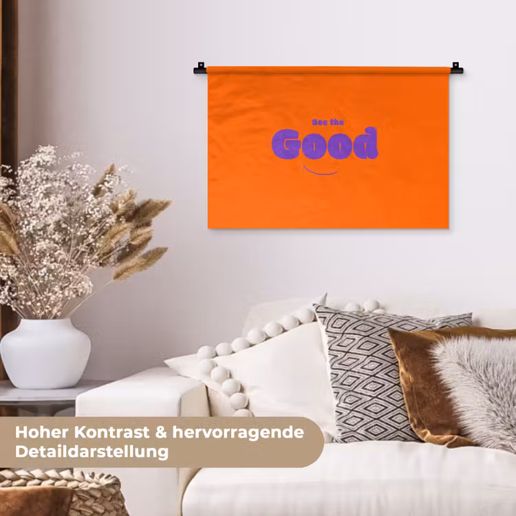 See the good - Paars - Oranje - Smiley Wandkleed katoen klein -tsfeer1_DE