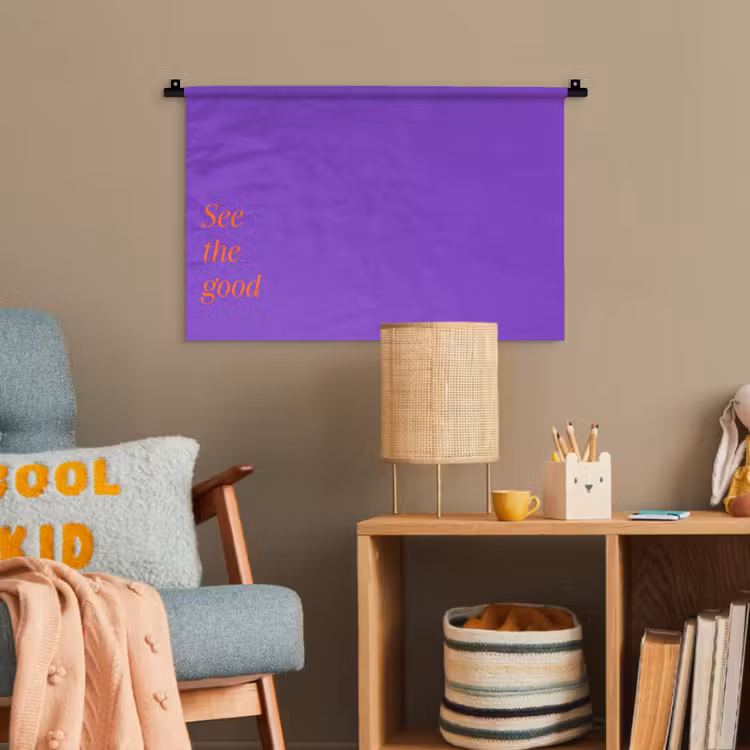 See the good - Oranje - Paars Wandkleed katoen klein -wsfeer4_kind