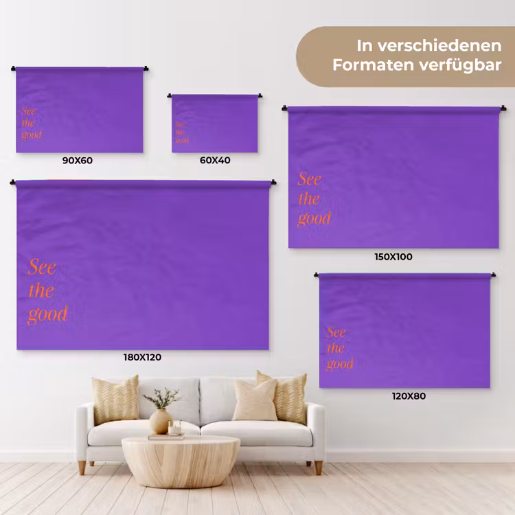 See the good - Oranje - Paars Wandkleed katoen klein -tsfeer8_DE