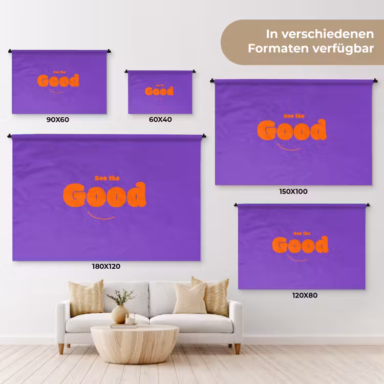 See the good - Oranje - Paars - Smiley Wandkleed katoen klein -tsfeer8_DE