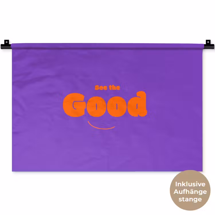 See the good - Oranje - Paars - Smiley Wandkleed katoen klein -t3d_DE