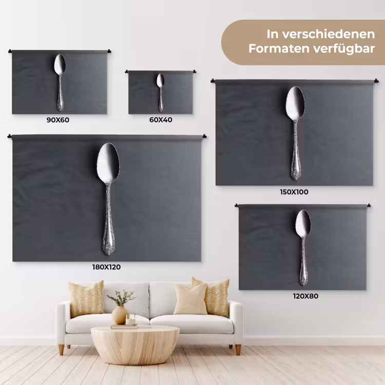 Zilver - Metaal - Lepel Wandkleed katoen klein -tsfeer8_DE