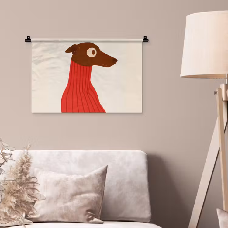 Silhouet - Hond - Trui - Rood Wandkleed katoen klein -sfeer4
