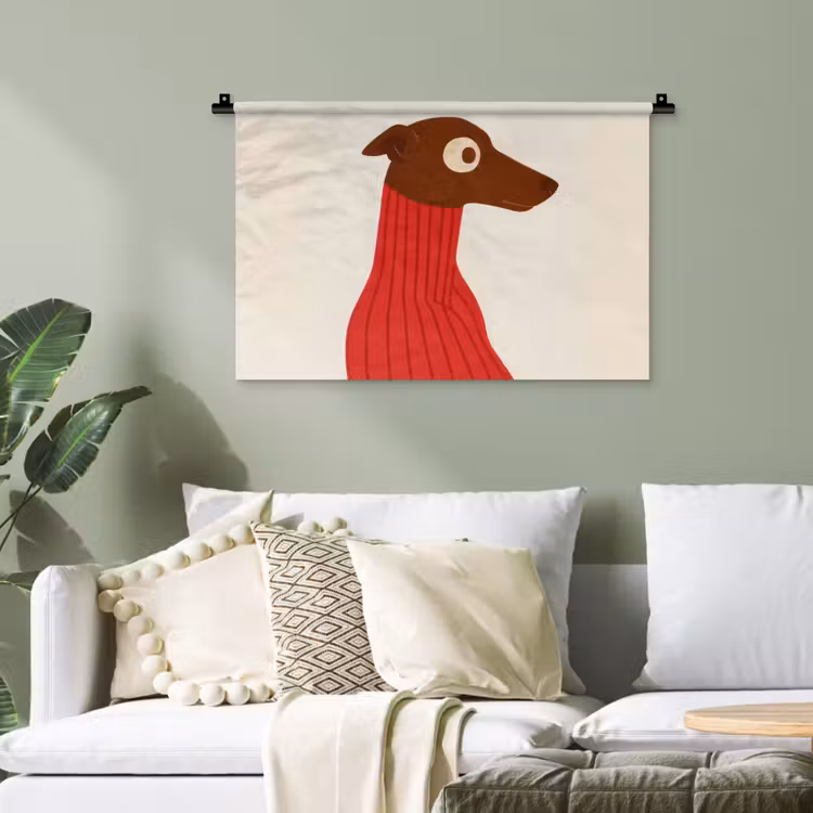 Silhouet - Hond - Trui - Rood Wandkleed katoen klein -sfeer7