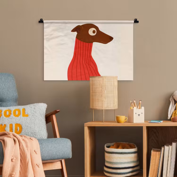 Silhouet - Hond - Trui - Rood Wandkleed katoen klein -wsfeer4_kind