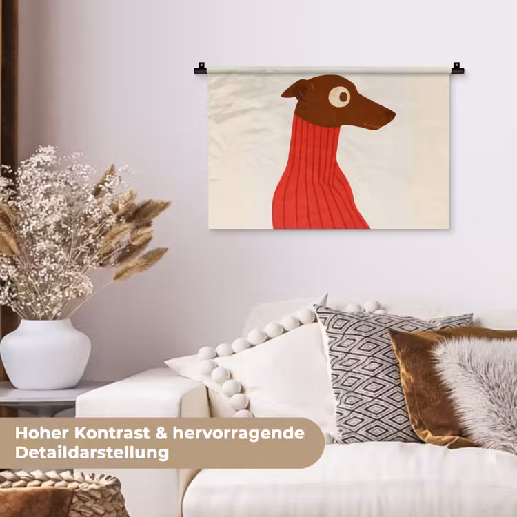 Silhouet - Hond - Trui - Rood Wandkleed katoen klein -tsfeer1_DE