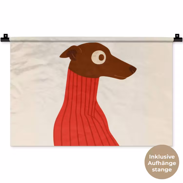 Silhouet - Hond - Trui - Rood Wandkleed katoen klein -t3d_DE