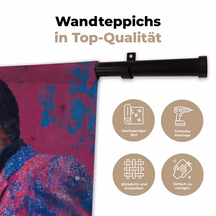 Zingende man - Glitterjas - Microfoon Wandkleed katoen klein -tsfeer2_DE
