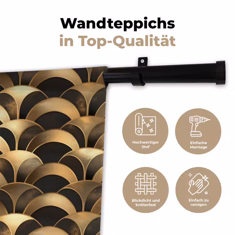 Schubben - Structuur - Goud Wandkleed katoen klein 269 -tsfeer2_DE