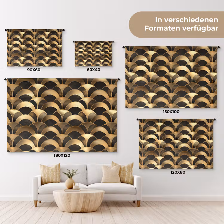 Schubben - Structuur - Goud Wandkleed katoen klein 269 -tsfeer8_DE