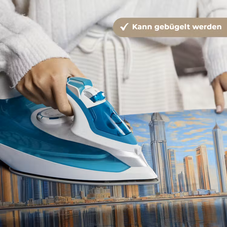 Skyline - Wolkenkrabbers - Water - Blauw Wandkleed katoen klein -tsfeer9_DE