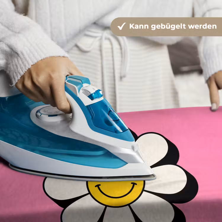 Smiley - Bloem - Roze Wandkleed katoen klein -tsfeer9_DE