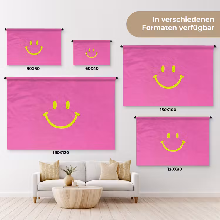 Smiley - Vrolijk - Roze Wandkleed katoen klein -tsfeer8_DE