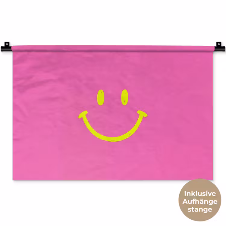 Smiley - Vrolijk - Roze Wandkleed katoen klein -t3d_DE