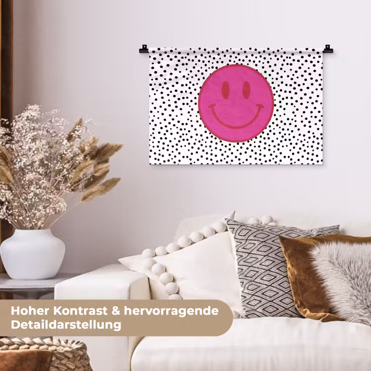 Smiley - Roze - Stippen Wandkleed katoen klein -tsfeer1_DE