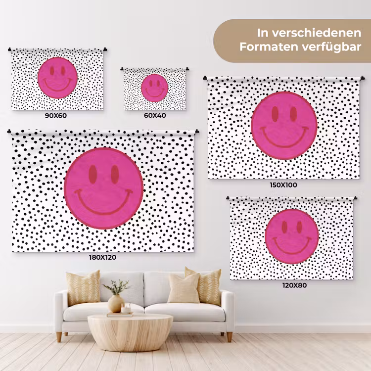 Smiley - Roze - Stippen Wandkleed katoen klein -tsfeer8_DE