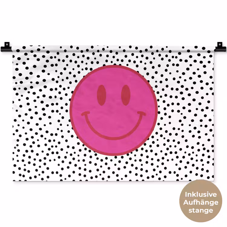 Smiley - Roze - Stippen Wandkleed katoen klein -t3d_DE