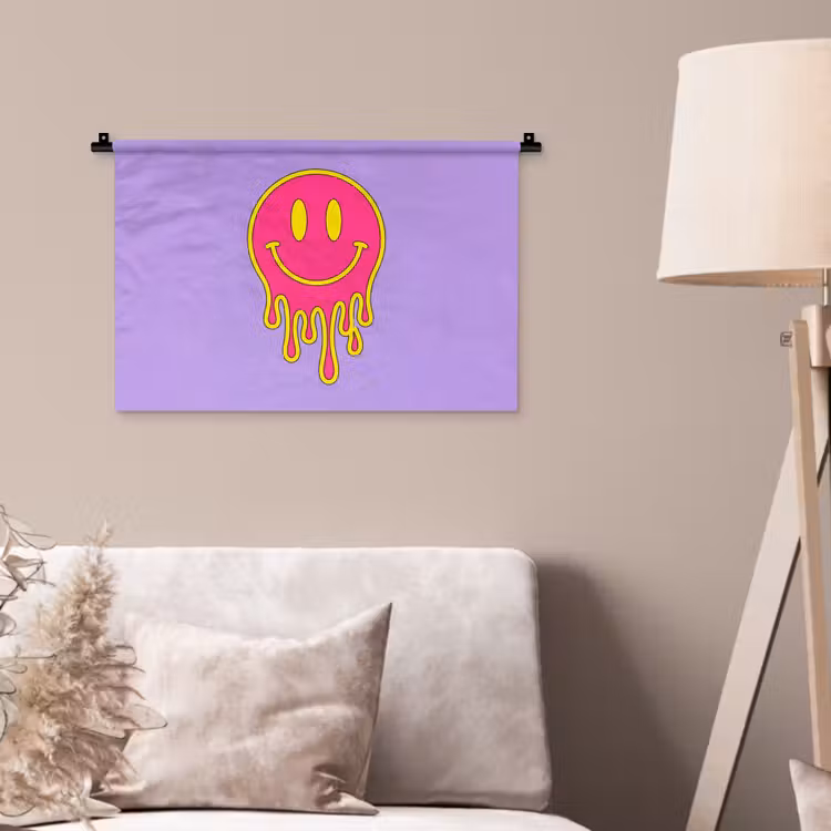 Smiley - Drip - Neon Wandkleed katoen klein -sfeer4