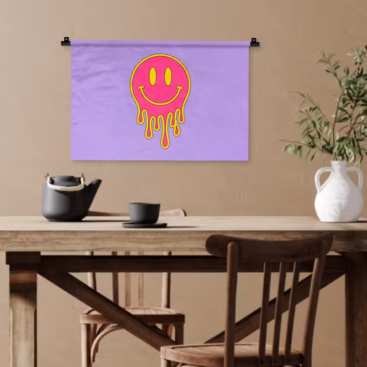 Smiley - Drip - Neon Wandkleed katoen klein -sfeer6