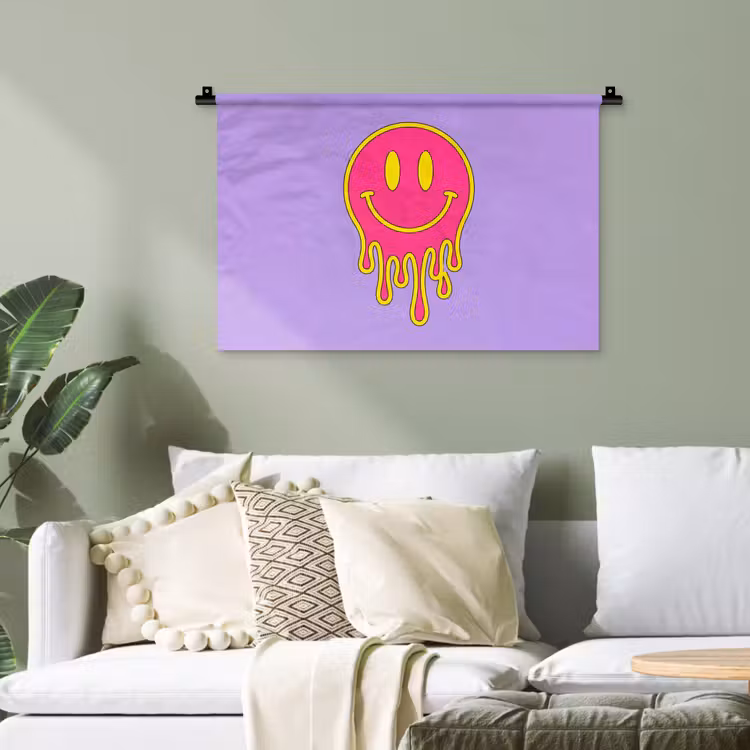 Smiley - Drip - Neon Wandkleed katoen klein -sfeer7