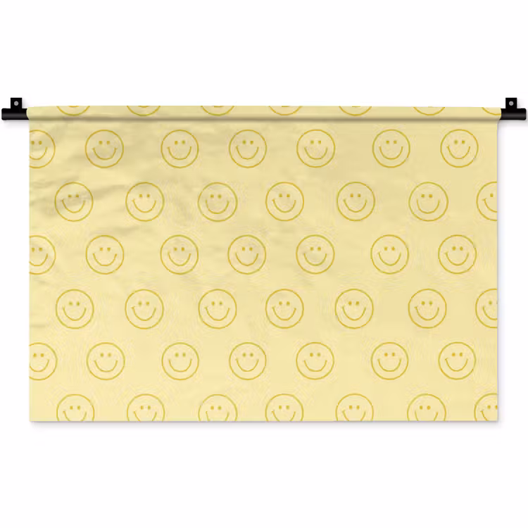 Smileys - Patroon - Retro - Zachtgeel Wandkleed katoen klein 269 -zz3d
