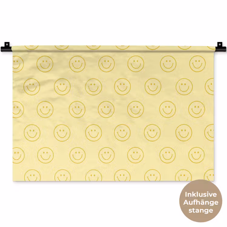 Smileys - Patroon - Retro - Zachtgeel Wandkleed katoen klein 269 -t3d_DE