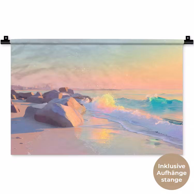 Zomerlicht - Strand - Fonkelende accenten Wandkleed katoen klein -t3d_DE