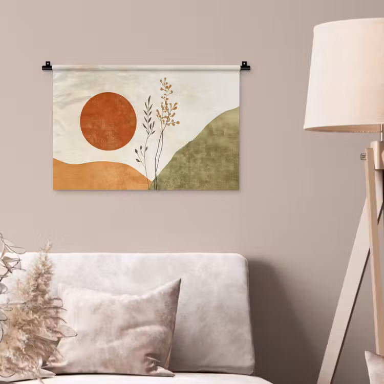 Zon - Abstract - Takken - Oranje Wandkleed katoen klein -sfeer4