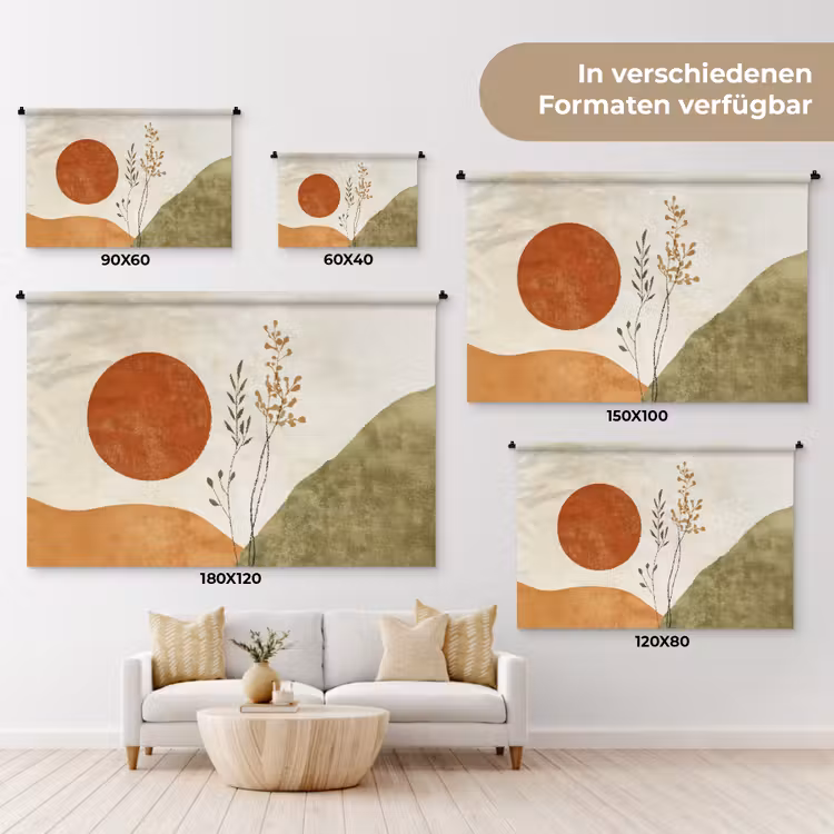 Zon - Abstract - Takken - Oranje Wandkleed katoen klein -tsfeer8_DE