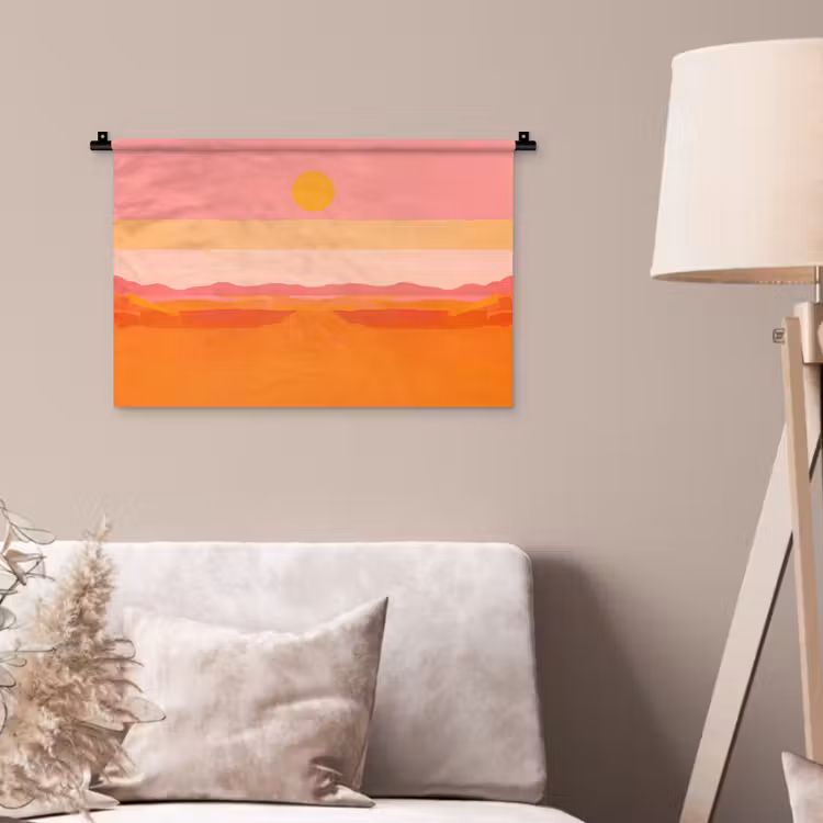 Zon - Abstract - Landschap - Oranje Wandkleed katoen klein -sfeer4