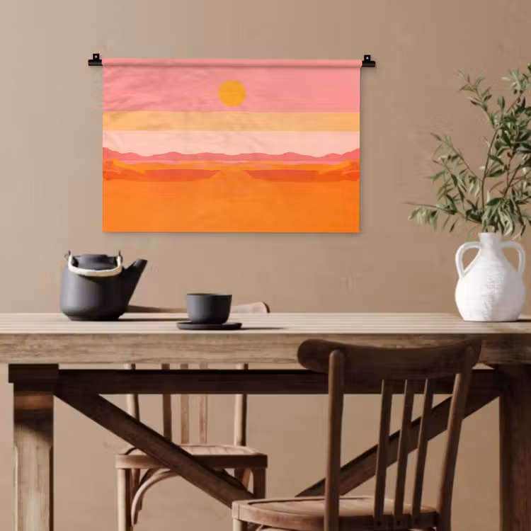 Zon - Abstract - Landschap - Oranje Wandkleed katoen klein -sfeer6