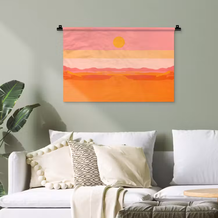 Zon - Abstract - Landschap - Oranje Wandkleed katoen klein -sfeer7
