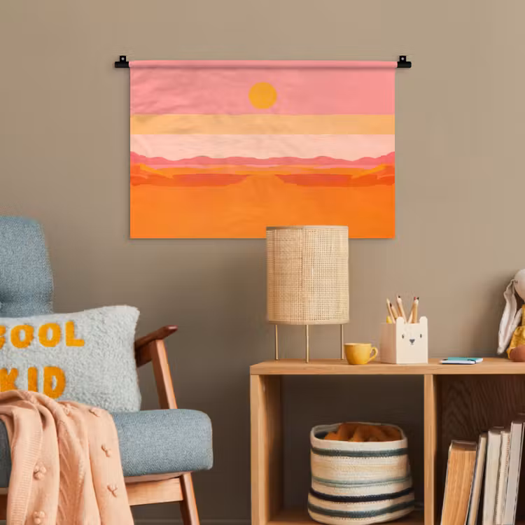 Zon - Abstract - Landschap - Oranje Wandkleed katoen klein -wsfeer4_kind