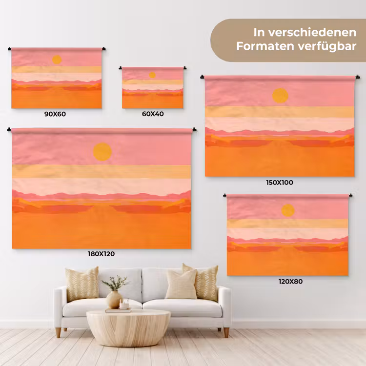 Zon - Abstract - Landschap - Oranje Wandkleed katoen klein -tsfeer8_DE
