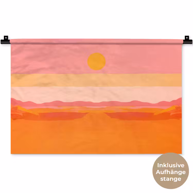 Zon - Abstract - Landschap - Oranje Wandkleed katoen klein -t3d_DE