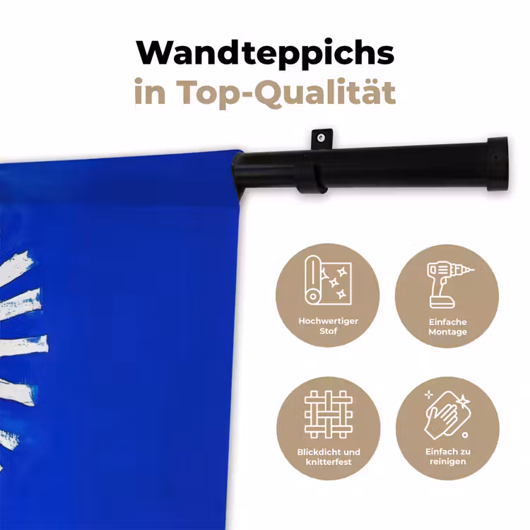 Zon - Gezicht - Penseelstructuur - Blauw Wandkleed katoen klein -tsfeer2_DE