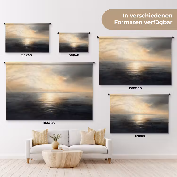 Zon - Horizon - Zee Wandkleed katoen klein -tsfeer8_DE